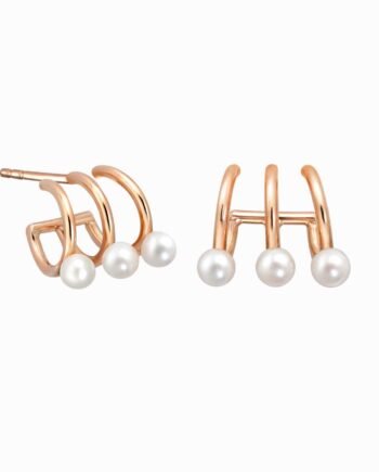 PENDIENTES TRIPLE ARO PERLAS DE GOLD AND ROSES 323.GR-3