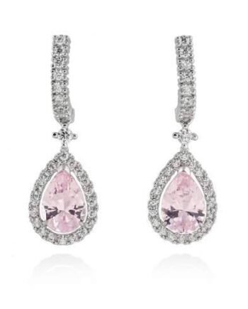 Pendientes LAGRIMA novia rosa en plata  Referencia 90110PS