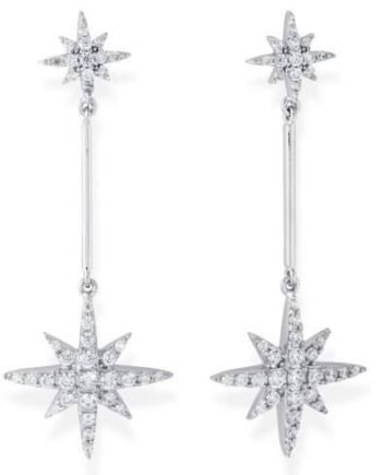 Pendientes ESTRELLA largos para novias en plata  Referencia 90338PB
